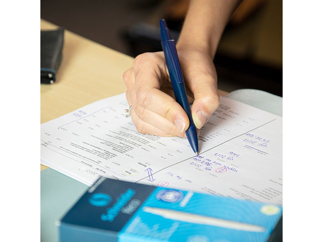 Balpen Schneider Reco donker blauw, schrijfkleur: blauw
