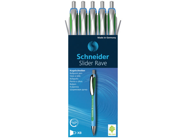 Balpen Schneider doos Slider Rave XB groen 5 stuks