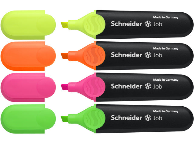 Textmarker Schneider Job 150, Etui mit 4 Stück, sortiert