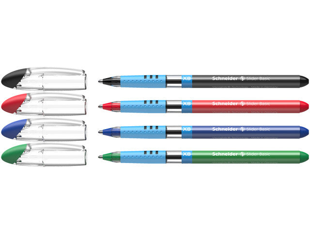 Balpen Schneider Slider Basic XB etui a 4 stuks wv 1 gratis