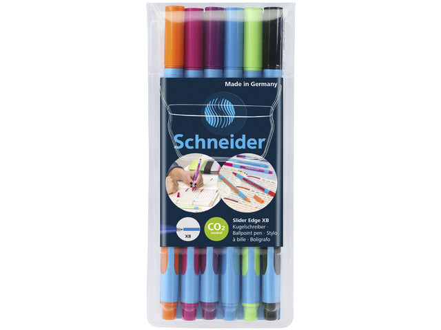 Balpen Schneider Slider Edge XB 1,4mm assorti etui a 6 stuks