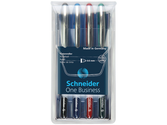 Tintenroller Schneider One Business 0,6 mm, Etui, 4 Stück