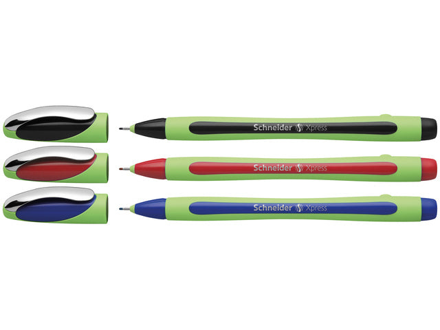 Fineliner Schneider Xpress 0,8mm Etui 1x schwarz, 1x rot, 1x blau