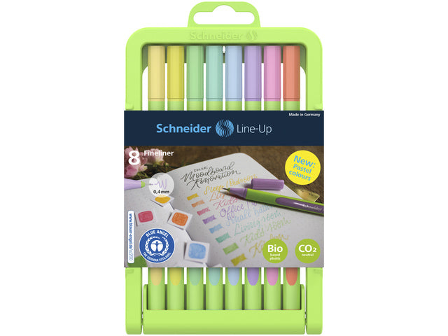 Fineliner Schneider Line-Up Pastel 0,4mm verstellbares Federmäppchen 8 Stück