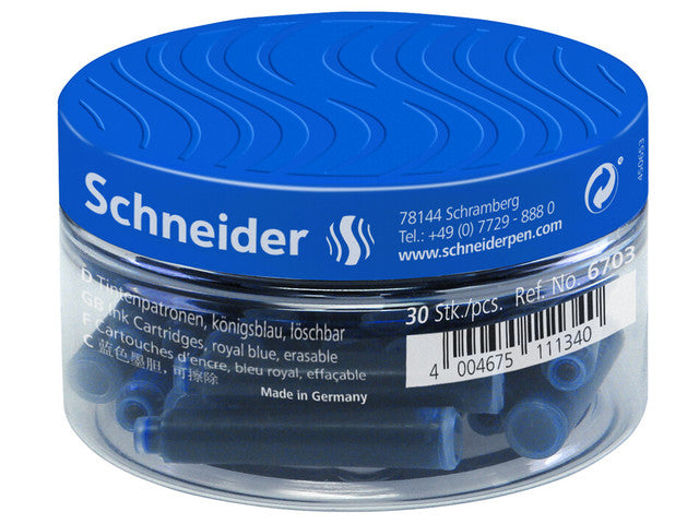 Inktpatronen Schneider pot à 30 stuks koningsblauw