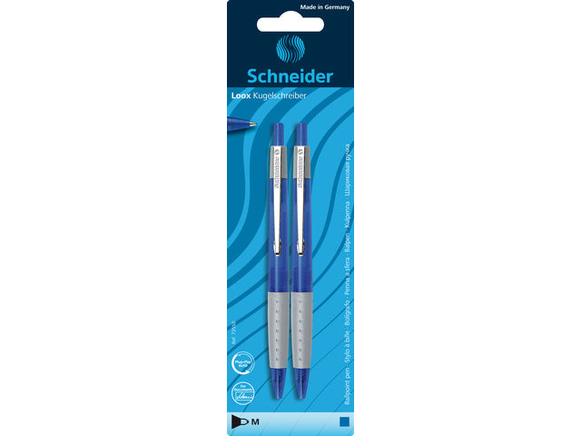 Balpen Schneider Loox softgrip 2 stuks assorti op blister