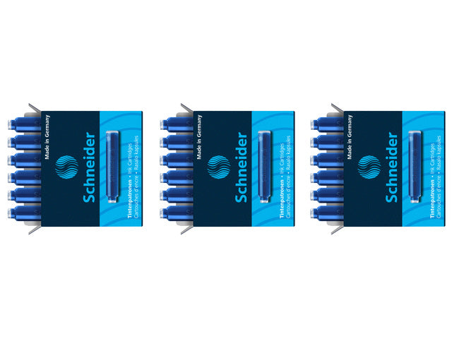 Inktpatronen Schneider 3 doosjes a 6 stuks op blister blauw