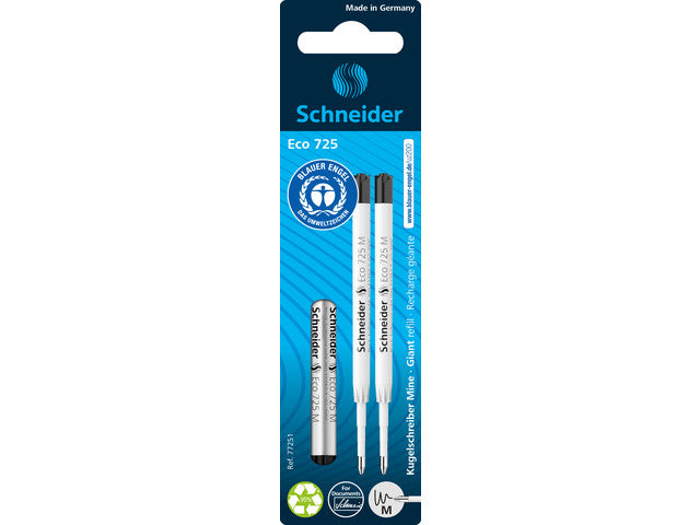 Balpenvulling Schneider Eco zwart 2 stuks op blister
