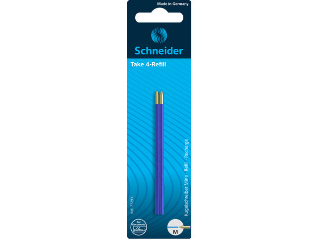 Balpenvulling Schneider Take 4, 2 stuks blauw