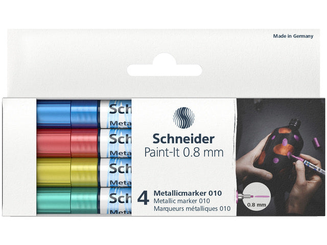 Metallic marker Schneider Paint-it 010 0,8 mm etui 4st. (metallic blauw, rood,