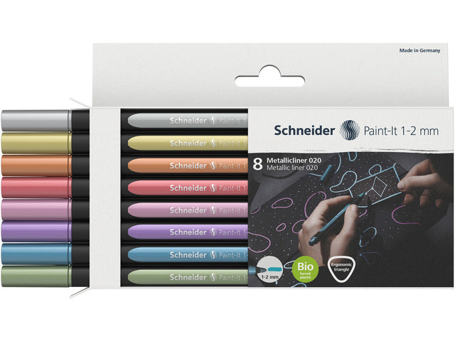 Metallic Liner Schneider Paint-it 020 1-2mm Etui 8st. (metallisches Silber, Gold, Koper,