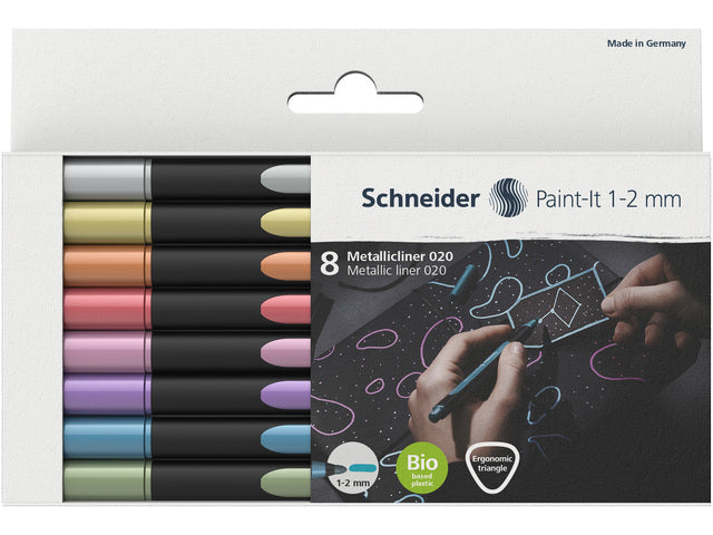 Metallic Liner Schneider Paint-it 020 1-2mm Etui 8st. (metallisches Silber, Gold, Koper,