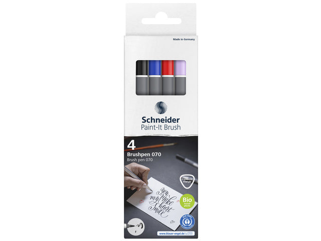 Penseelpen Schneider Paint-it 070 4st. ass. kartonnen tui