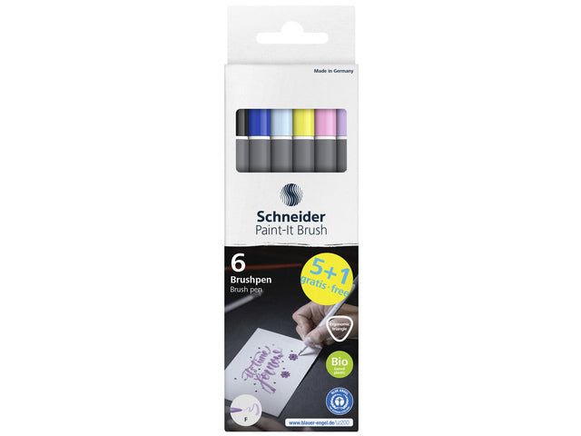 Brushpen Schneider Paint-it 070 5+1 ass. V01 kartonnen verpakking