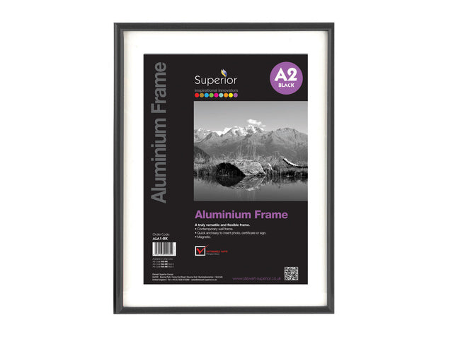 Fotolijst Seco A2 zwartkleurig Geborsteld aluminium. 11 mm