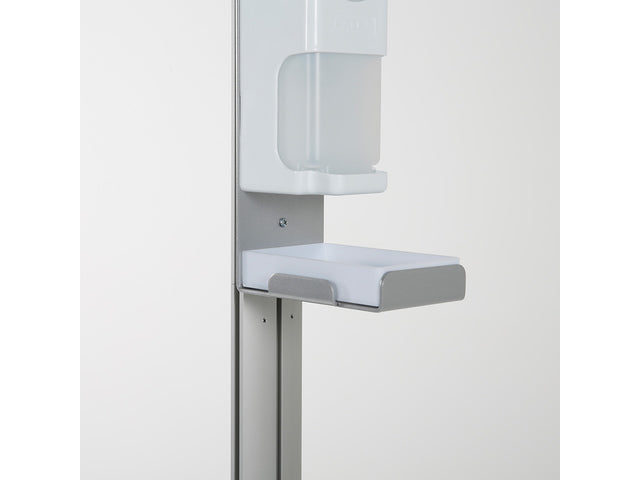 Standaar Seco handontsmetting 1,5m hoog. Met A3-lijst