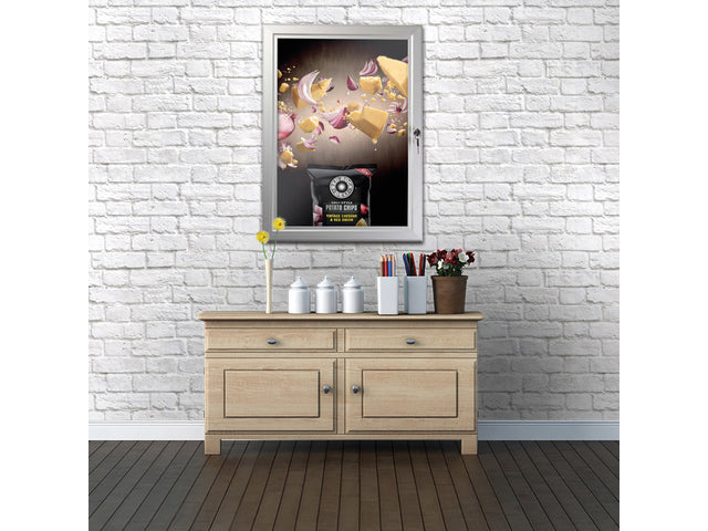 Posterlijst Seco 2x Perspex A4 zilver afsluitbaar