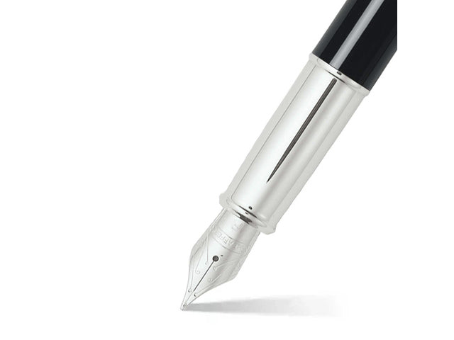 Vulpen SHEAFFER 100 E9313 F Glanzend zwart barrel geborsteld chroom, verchroomd