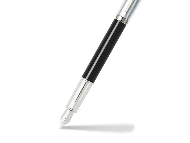 Vulpen SHEAFFER 100 E9313 M Glanzend zwarte cilinder geborsteld chroom kap vernikkeld