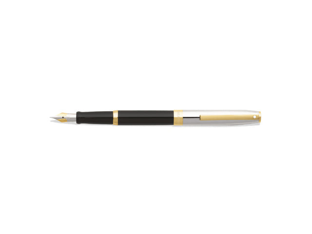 Vulpen SHEAFFER Sagaris E9475 M Glanzende zwarte chromen kap met gouden afwerking