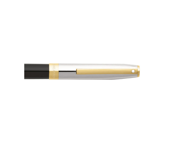 Vulpen SHEAFFER Sagaris E9475 M Glanzende zwarte chromen kap met gouden afwerking