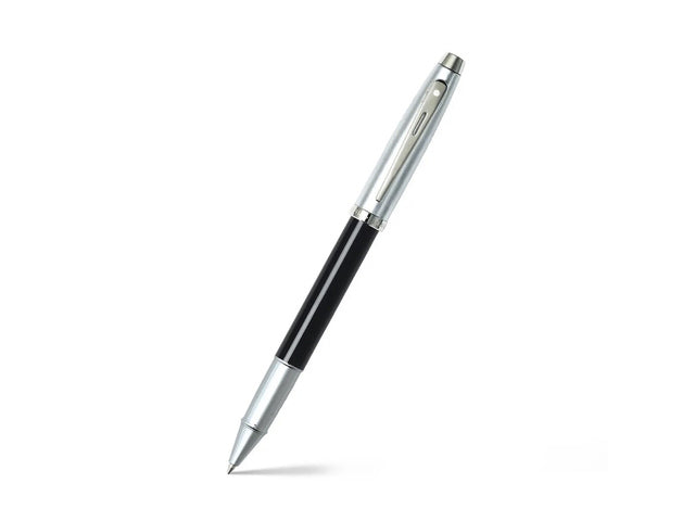 Rollerball SHEAFFER 100 E9313 Glänzend schwarzer Schaft gebürstete Chromkappe vernickelt