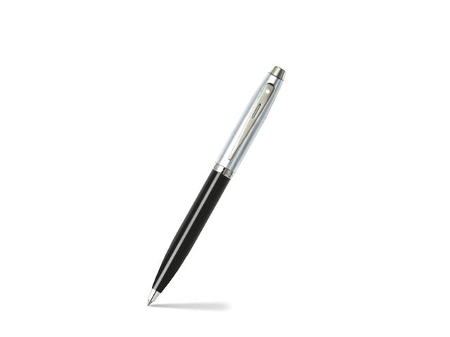 Balpen SHEAFFER 100 E9313 Glanzend zwarte cilinder geborsteld chromen kap vernikkeld