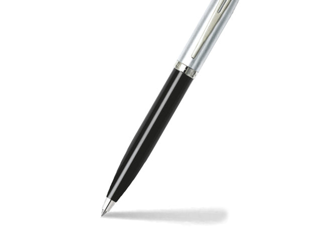 Balpen SHEAFFER 100 E9313 Glanzend zwarte cilinder geborsteld chromen kap vernikkeld