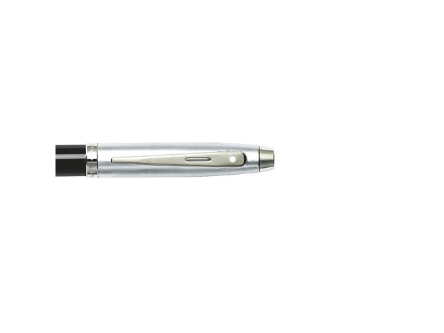 Balpen SHEAFFER 100 E9313 Glanzend zwarte cilinder geborsteld chromen kap vernikkeld