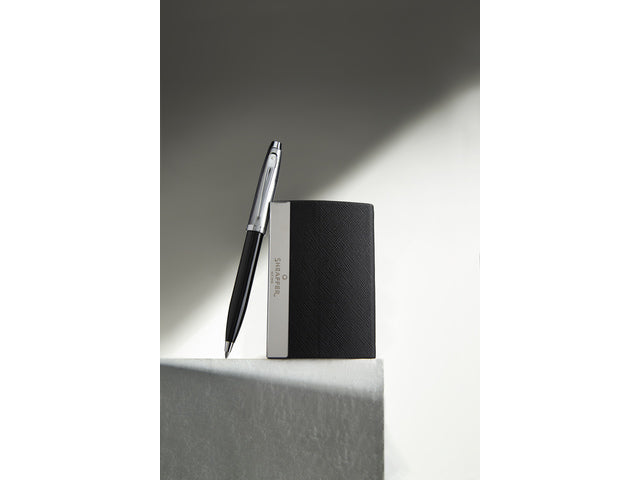 Balpen Giftset SHEAFFER 300 G9314 Glanzend zwart verchroomd met visitekaarthouder