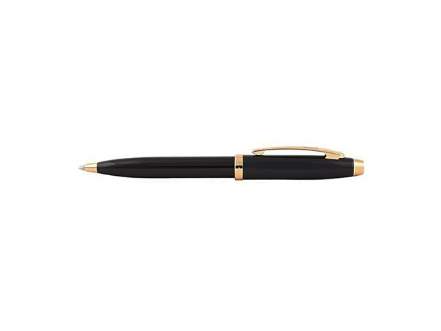 Balpen Giftset Sheaffer 100 G9322 Glanzend zwart goudkleurig met vergulde tafelklok