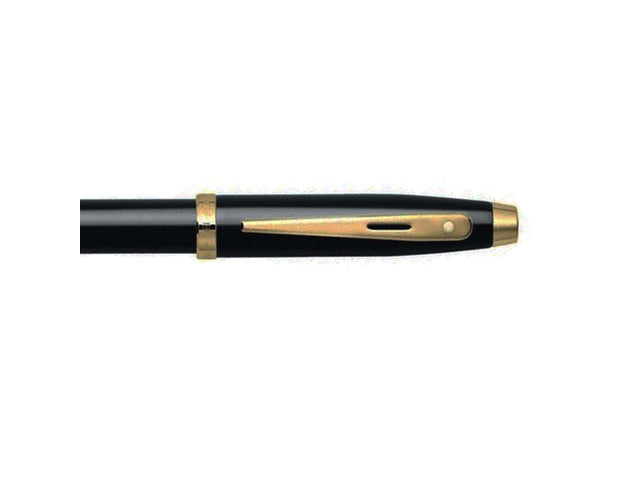 Balpen Giftset Sheaffer 100 G9322 Glanzend zwart goudkleurig met vergulde tafelklok