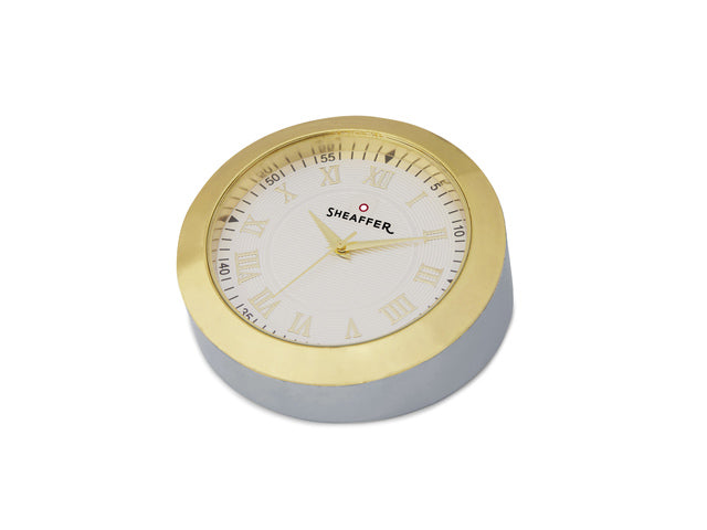 Balpen Giftset Sheaffer 100 G9322 Glanzend zwart goudkleurig met vergulde tafelklok