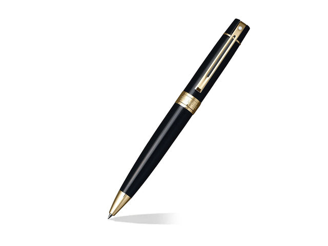 Balpen Giftset Sheaffer 300 Balpen Giftset SHEAFFER 300 G9325 Helder chroom goudkleur met lederen penetui