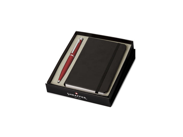Balpen Giftset SHEAFFER VFM G9403 overdadig rood verchroomd F met A6 notitieboek