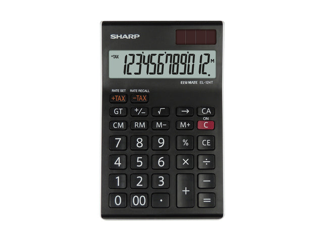 Rekenmachine Sharp EL124TWH zwart-wit bureau 12 cijferig