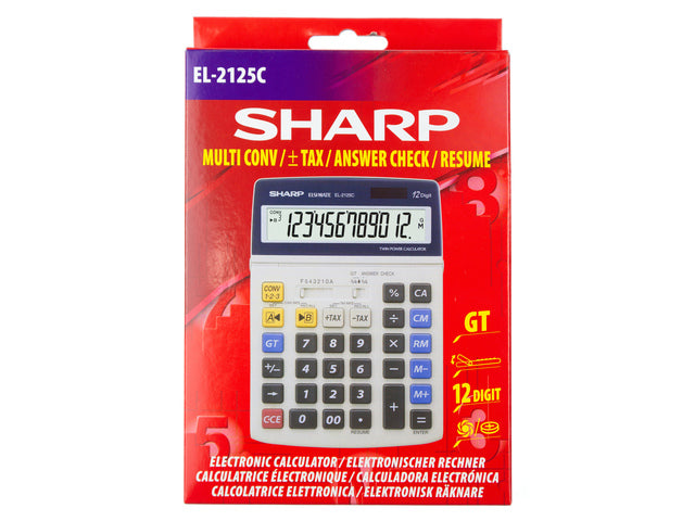 Rekenmachine Sharp EL2125C grijs bureau 12 cijferig