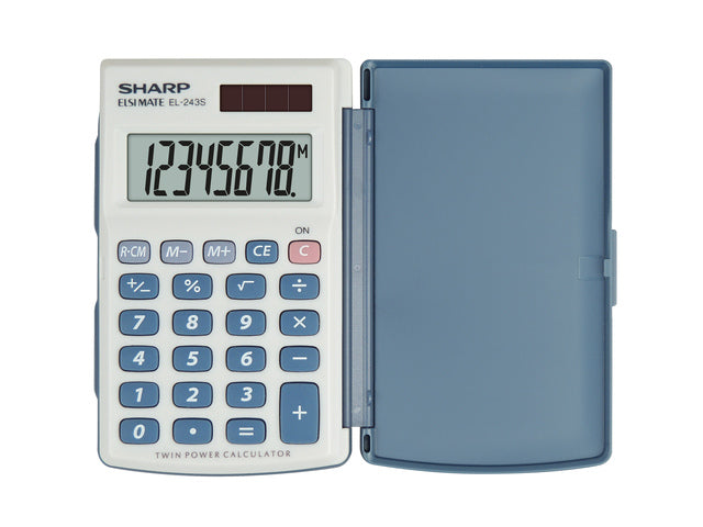 Rekenmachine Sharp EL243S grijs-blauw wijzer 8 cijfers