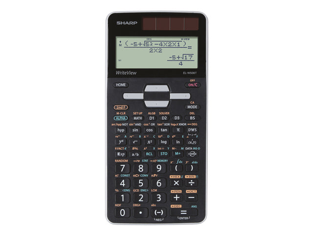 Rekenmachine Sharp ELW506TGY zwart-grijs wetenschappelijke schrijfweergave