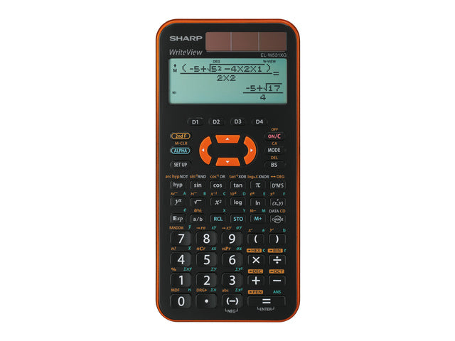 Rekenmachine Sharp ELW531XGYR zwart-oranje wetenschappelijke schrijfweergave