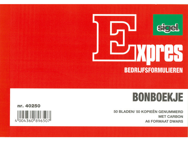 Bonboekje Sigel Expres A6 met carbonblok a 2x50 blad