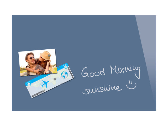 Glasmagneetbord Be!Board gepoederd blauw 600x400x9mm incl. magneetbord 2 magneten
