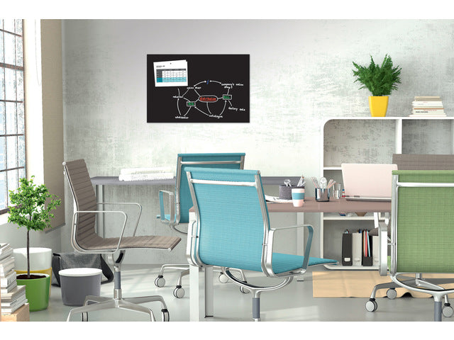 Glasmagneetbord Be!Board zwart 900x600x9mm incl. magneetbord 2 magneten
