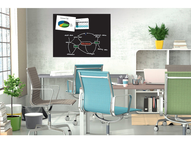 Glasmagneetbord Be!Board zwart 1200x900x9mm incl. magneetbord 2 magneten