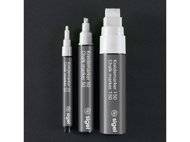 Krijtstift Sigel wit set 2 stuks ronde- en beitelpunt