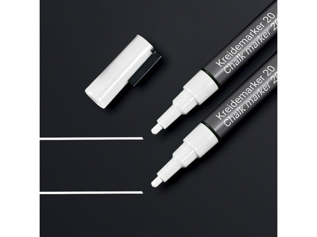 Krijtstift Sigel wit 2stuks ronde punt 1-2 mm