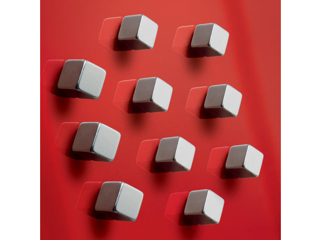 Magneten Sigel voor glasbord set 10stuks zilverkleurig C5 sterk 10x10x10mm