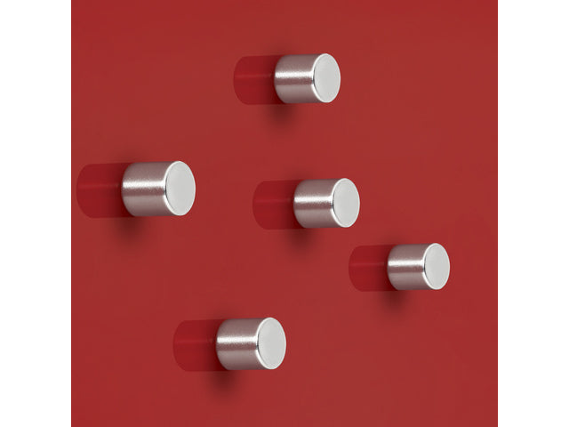 Magneten Sigel voor glasbord set 5stuks zilverkleurig C5 sterk rond 10x10mm