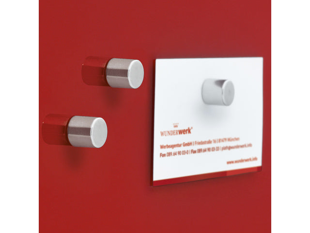 Magneten Sigel voor glasbord set 5stuks zilverkleurig C5 sterk rond 10x10mm