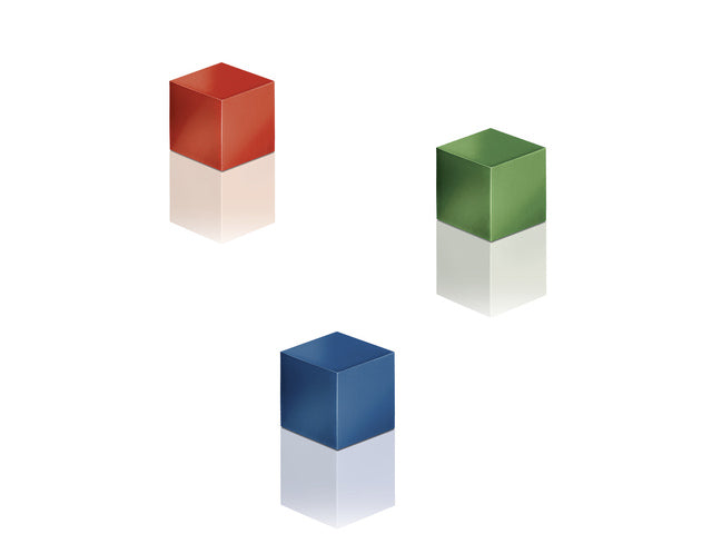 Magneten Sigel voor glasbord set 3kleuren C5 sterk 11x11x11mm blauw, rood en groen